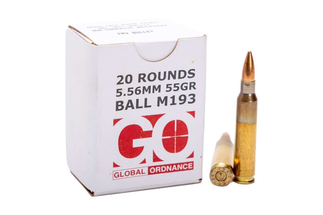 GLOBAL ORDNANCE 5.56mm 55 gr FMJ Ball M193 Ammo 20/Box